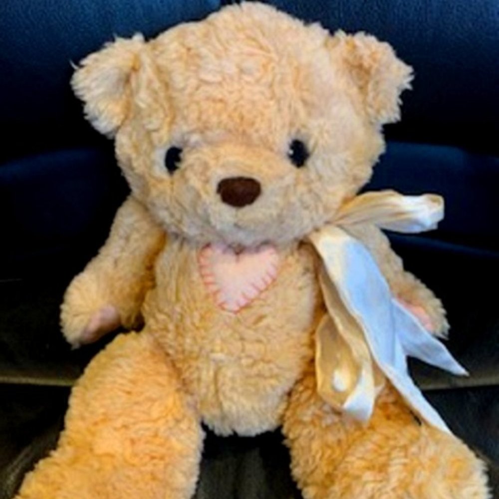 Cherished Teddies Stuffed Beige Teddy Bear with Heart Embroidery 13.5" x 10"
